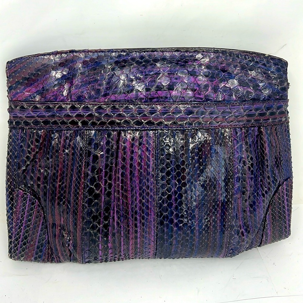 Purple Eggplant Python Snakeskin Clutch Shoulder … - image 2